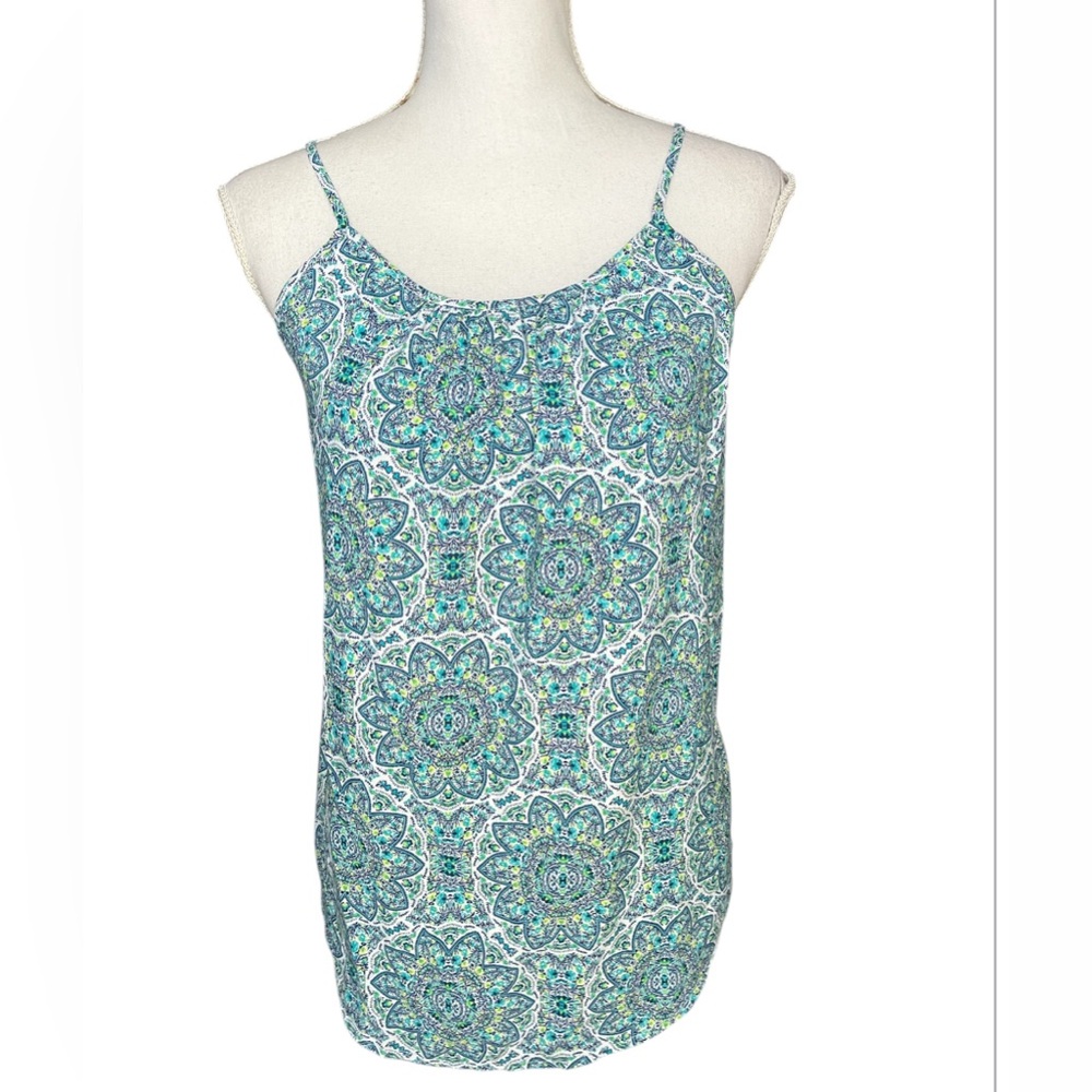 Faded Glory Tank Top Medallion Print Flowy Adjustable Straps Size Small Boho